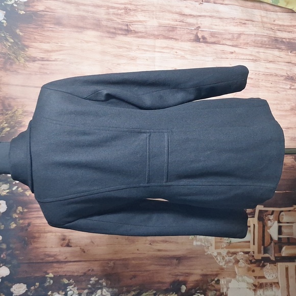 George Med wool blend black double breasted pea coat - Picture 5 of 11